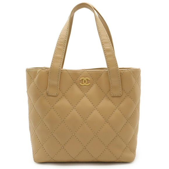 CHANEL Beige Leather Logo Tote Bag - Picture 1 of 10